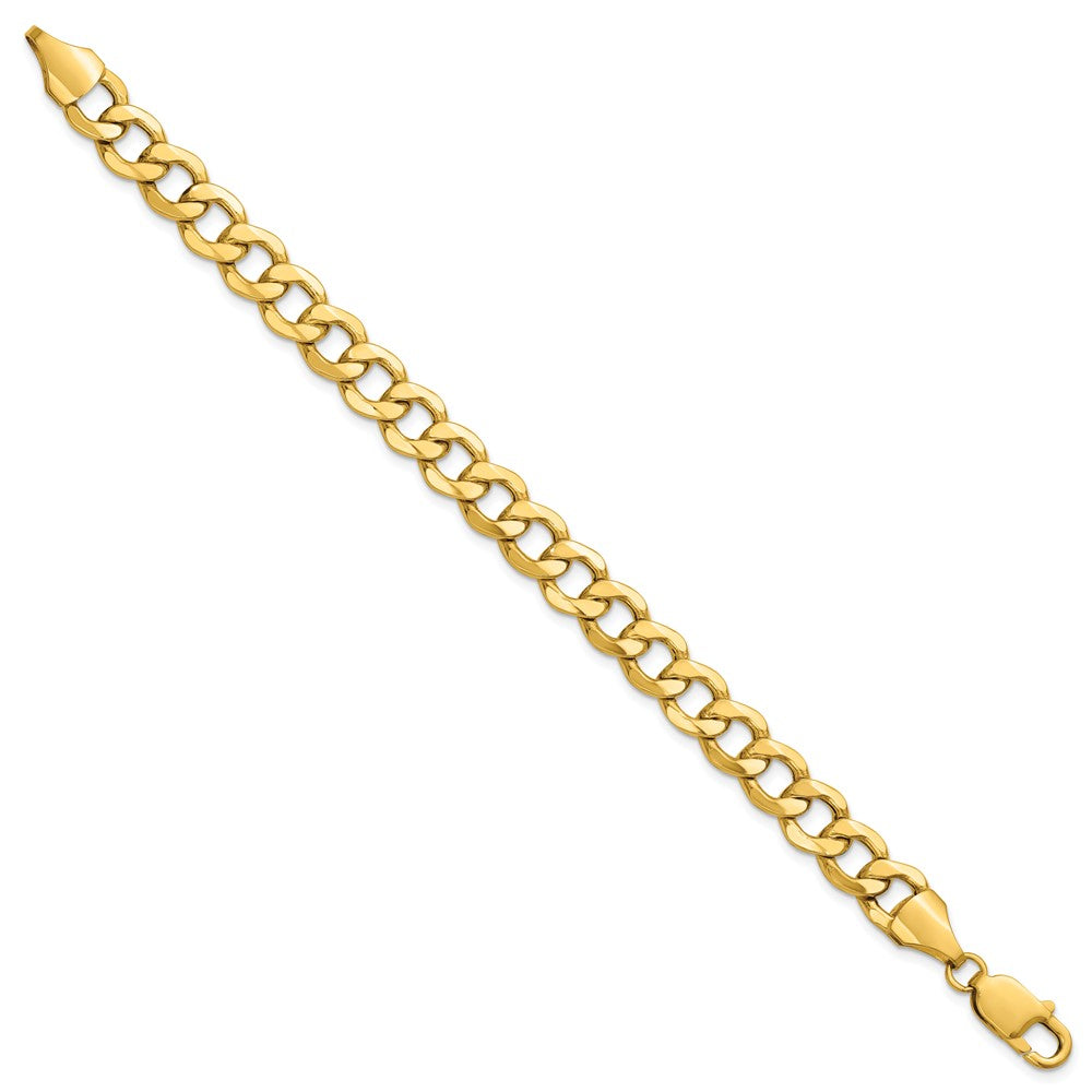 14K 9mm Semi-Solid Curb with Lobster Clasp Bracelet
