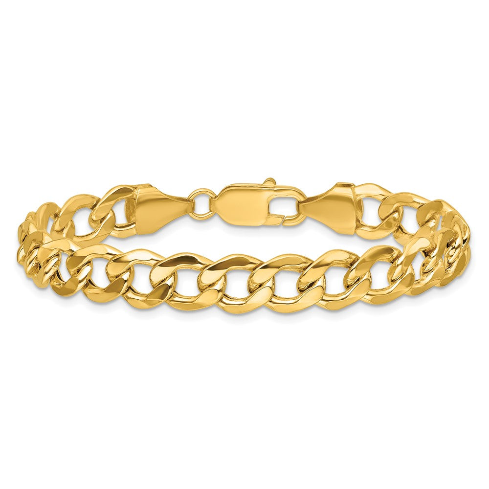14K 9mm Semi-Solid Curb with Lobster Clasp Bracelet
