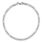14K White Gold 2.5mm Semi-Solid Figaro with Lobster Clasp Bracelet