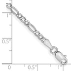 14K White Gold 2.5mm Semi-Solid Figaro with Lobster Clasp Bracelet