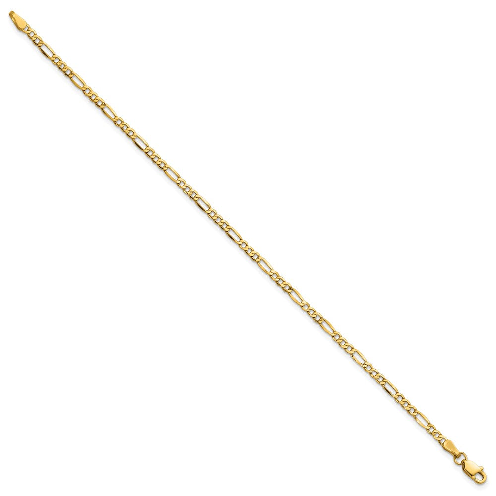 14K 2.5mm Semi-Solid Figaro with Lobster Clasp Bracelet