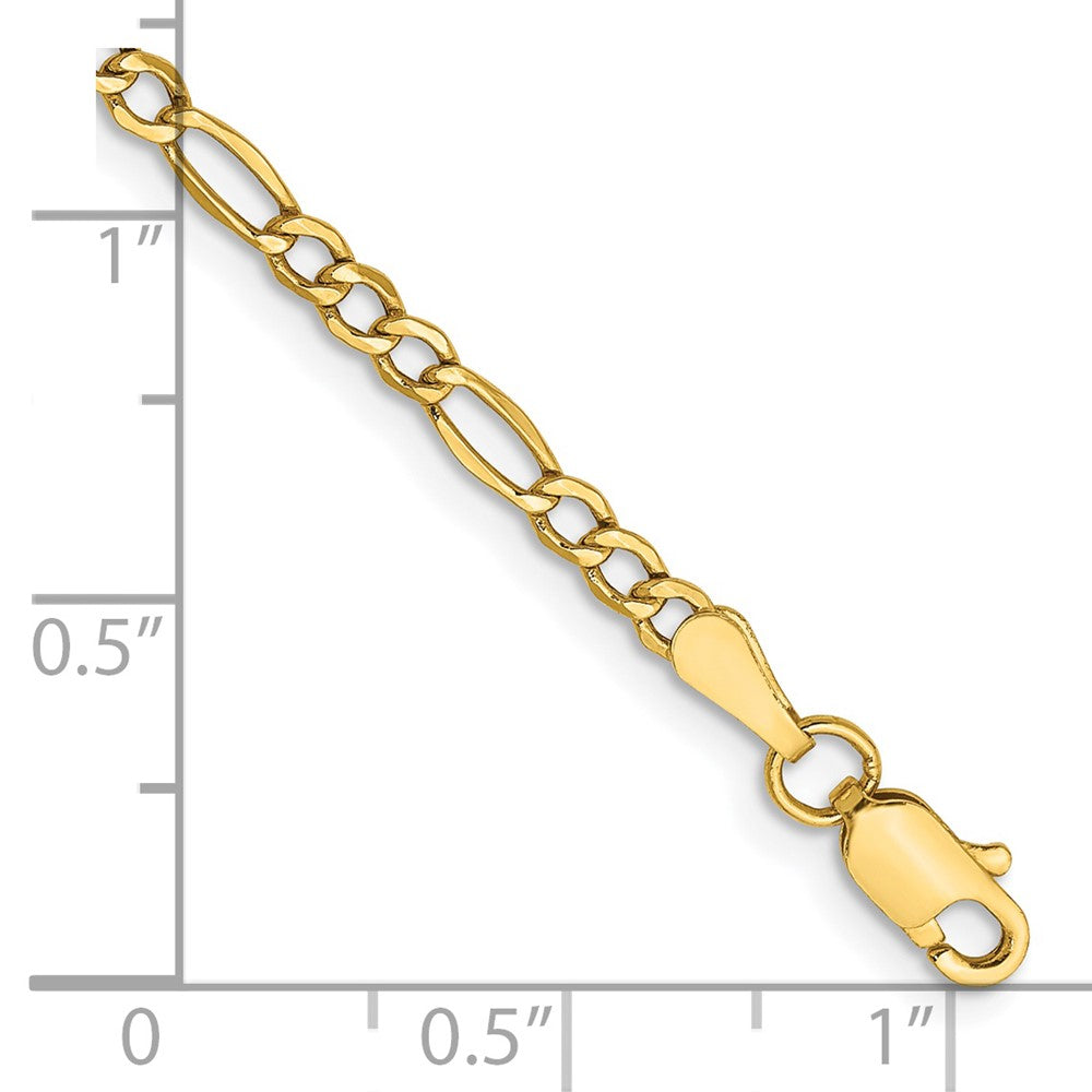 14K 2.5mm Semi-Solid Figaro with Lobster Clasp Bracelet