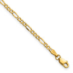 14K 2.5mm Semi-Solid Figaro with Lobster Clasp Bracelet