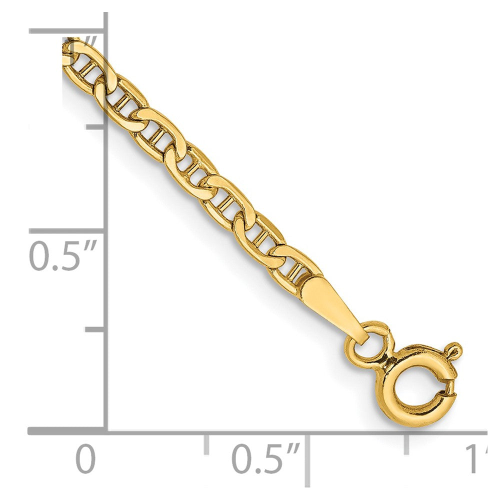 14K 2.4mm Semi-Solid Anchor with Spring Ring Clasp Bracelet