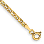 14K 2.4mm Semi-Solid Anchor with Spring Ring Clasp Bracelet