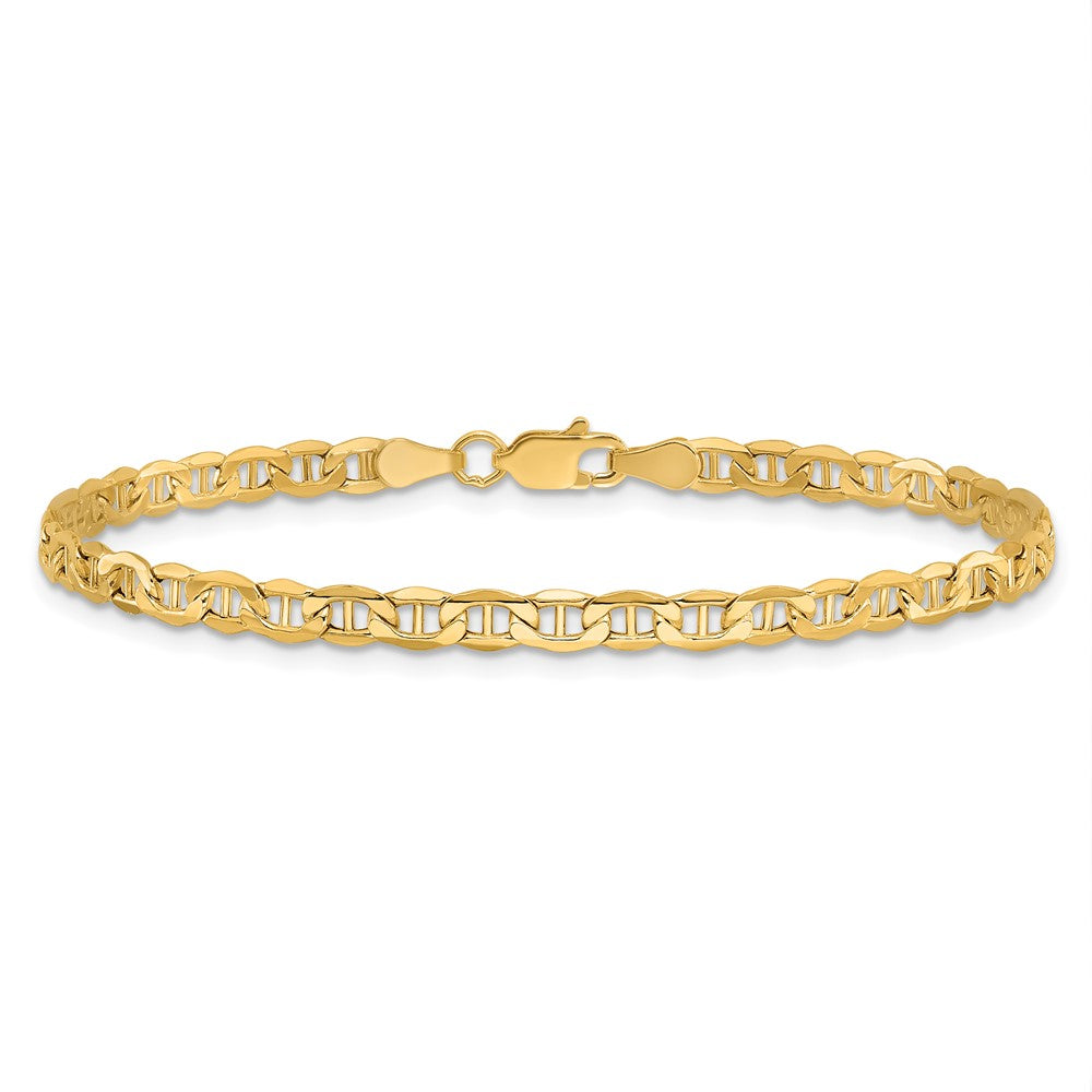 14K 3.2mm Semi-Solid Anchor with Lobster Clasp Bracelet