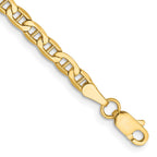 14K 3.2mm Semi-Solid Anchor with Lobster Clasp Bracelet