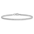 14K White Gold 2.5mm Semi-Solid Curb with Lobster Clasp Bracelet