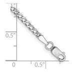 14K White Gold 2.5mm Semi-Solid Curb with Lobster Clasp Bracelet