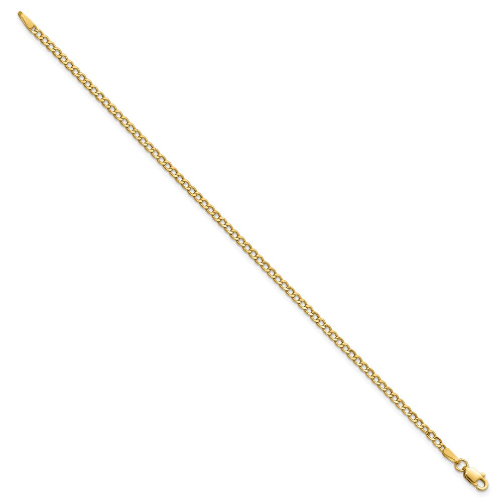 14K 2.5mm Semi-Solid Curb with Lobster Clasp Bracelet