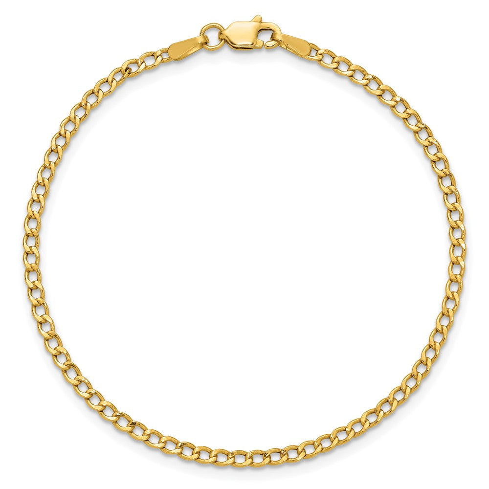 14K 2.5mm Semi-Solid Curb with Lobster Clasp Bracelet