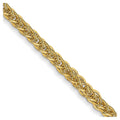 14K 2mm Semi-Solid 3-Wire Wheat with Lobster Clasp Chain