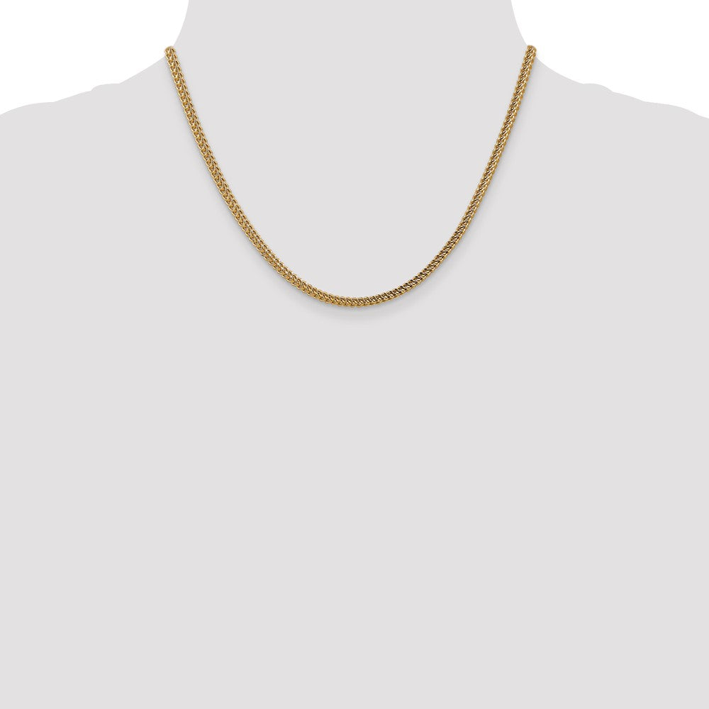 14K 3mm Semi-Solid Franco with Fancy Lobster Clasp Chain