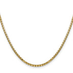14K 2.45mm Semi-Solid Round Box with Lobster Clasp Chain