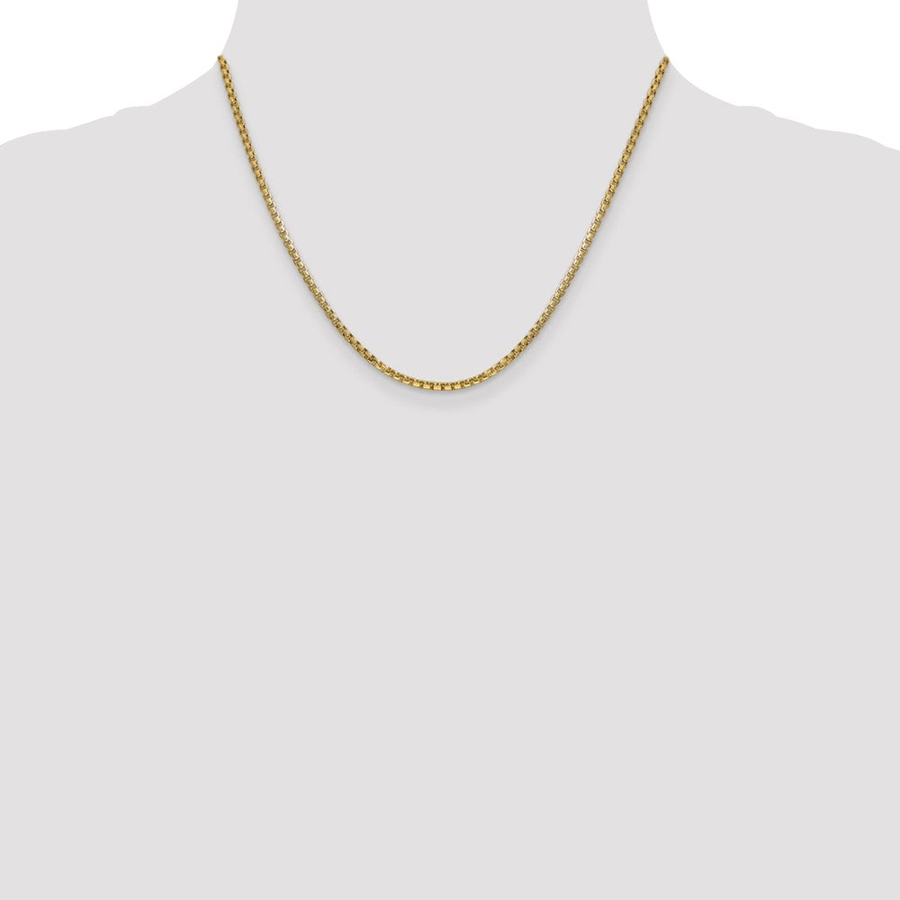14K 2.45mm Semi-Solid Round Box with Lobster Clasp Chain