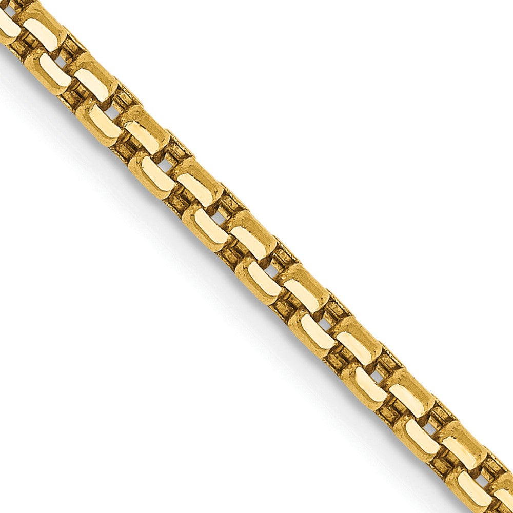14K 2.45mm Semi-Solid Round Box with Lobster Clasp Chain