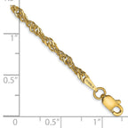 14K 2.75mm Lightweight Singapore with Lobster Clasp Anklet