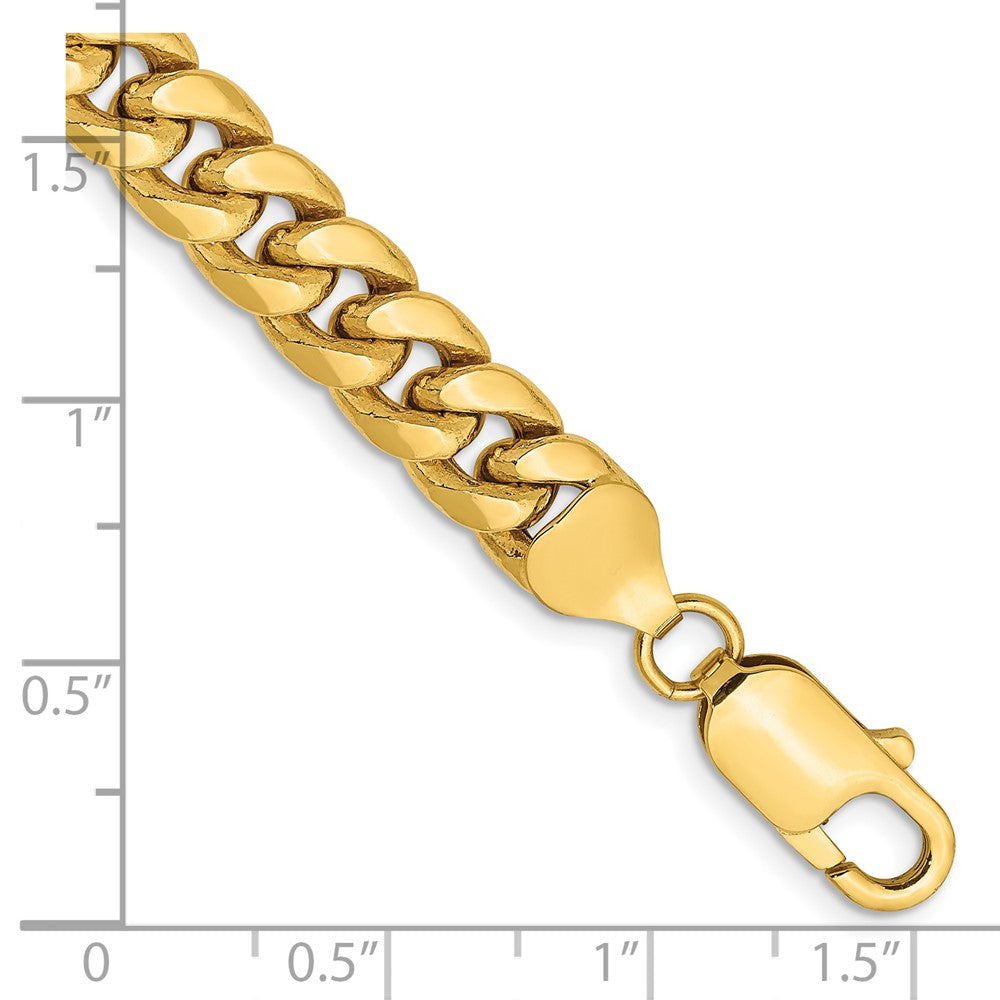 14K 7.3mm Semi-Solid Miami Cuban with Lobster Clasp Bracelet
