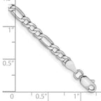 14K White Gold 3.5mm Semi-Solid Figaro with Lobster Clasp Bracelet