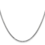 14K White Gold 2.45mm Semi-Solid Round Box with Lobster Clasp Chain