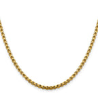 14K 3.6mm Semi-Solid Round Box with Lobster Clasp Chain