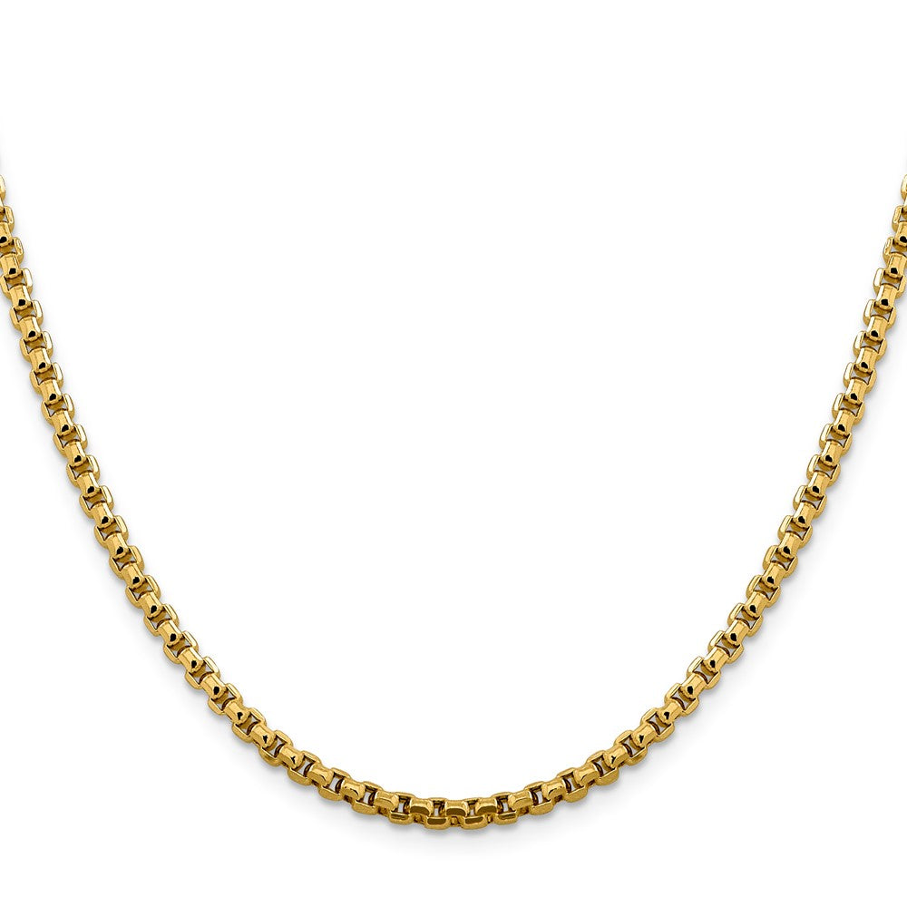 14K 3.6mm Semi-Solid Round Box with Lobster Clasp Chain