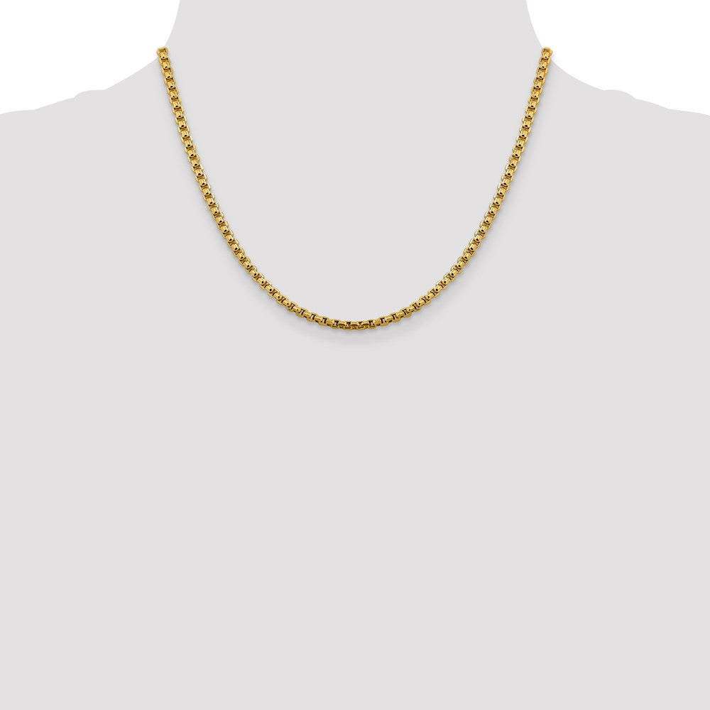 14K 3.6mm Semi-Solid Round Box with Lobster Clasp Chain