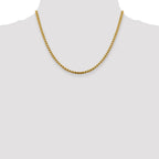 14K 3.6mm Semi-Solid Round Box with Lobster Clasp Chain