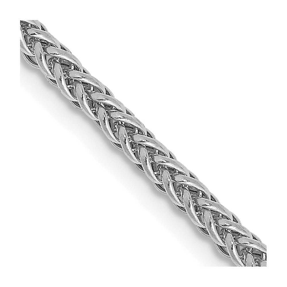 14K White Gold 2.35mm Semi-Solid 3-Wire Wheat with Lobster Clasp Chain