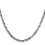 14K White Gold 3.5mm Semi-Solid 3-Wire Wheat with Lobster Clasp Chain