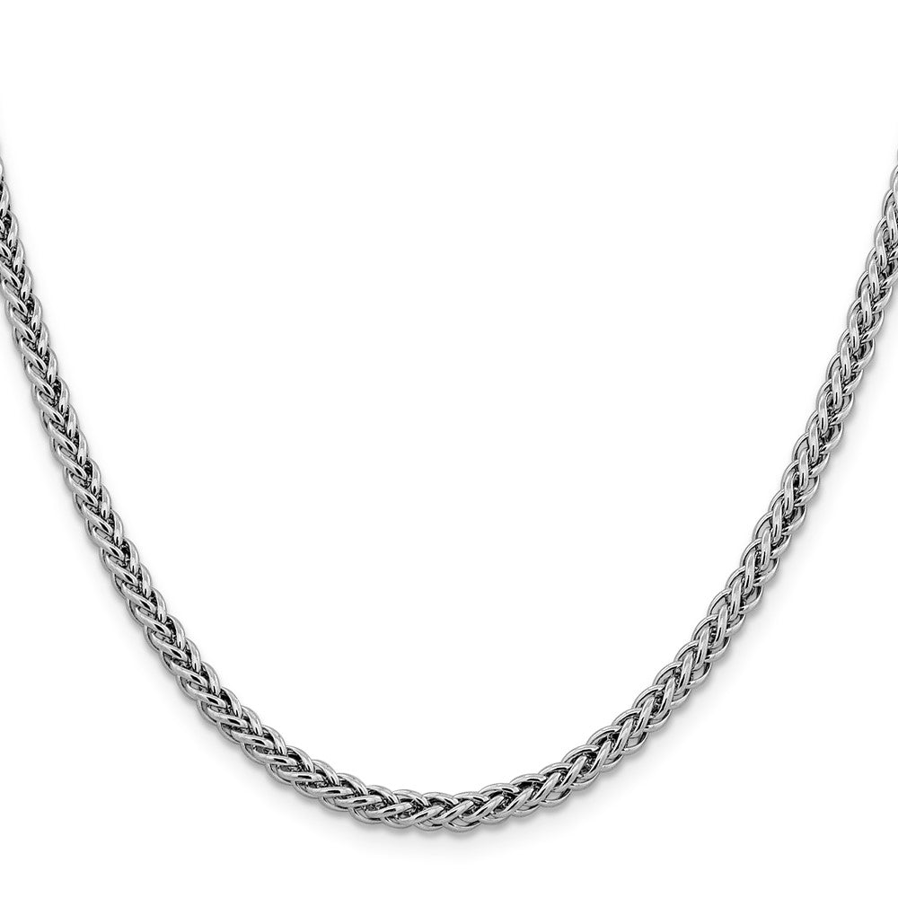 14K White Gold 3.5mm Semi-Solid 3-Wire Wheat with Lobster Clasp Chain