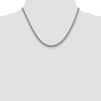 14K White Gold 3.5mm Semi-Solid 3-Wire Wheat with Lobster Clasp Chain