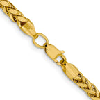 14K 3.7mm Semi-Solid Diamond-cut Wheat with Lobster Clasp Chain