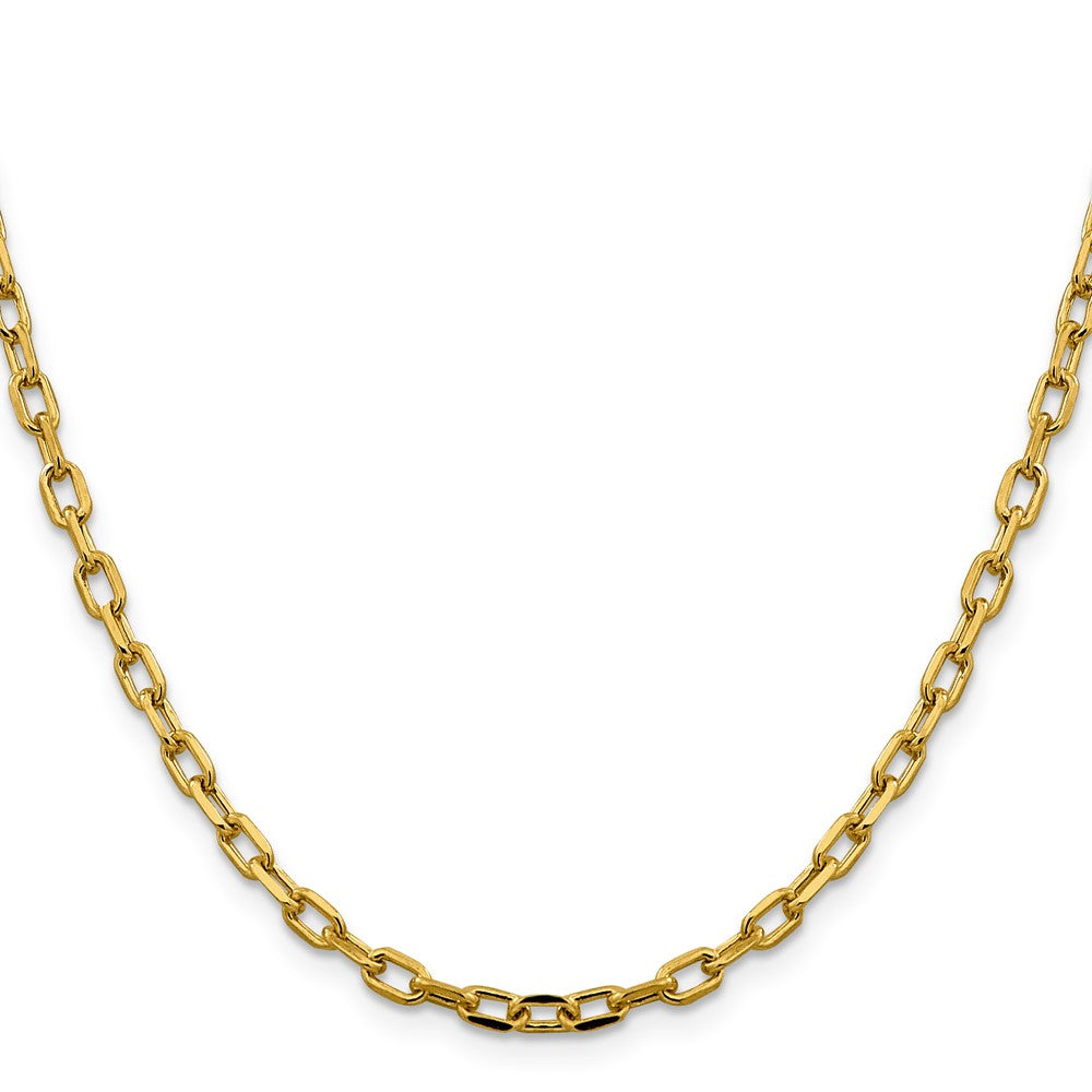 14K 3.7mm Semi-Solid Diamond-cut Open Link Cable with Lobster Clasp Chain