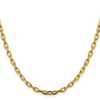 14K 3.7mm Semi-Solid Diamond-cut Open Link Cable with Lobster Clasp Chain