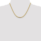 14K 3.7mm Semi-Solid Diamond-cut Open Link Cable with Lobster Clasp Chain