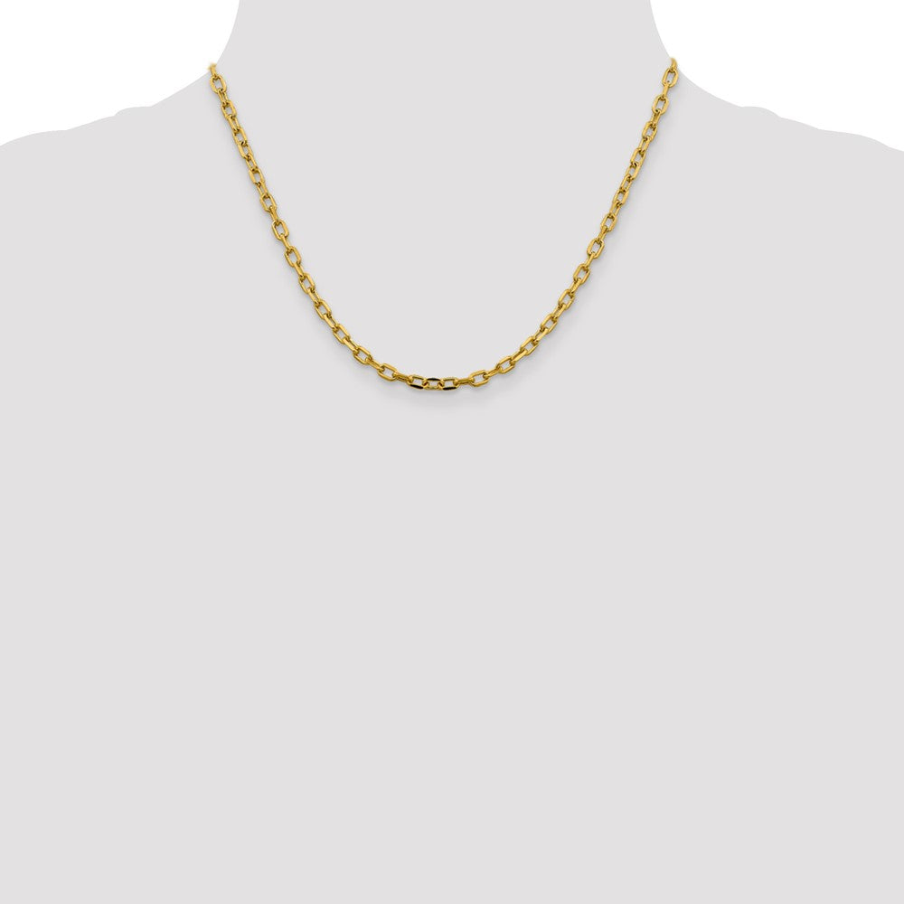 14K 3.7mm Semi-Solid Diamond-cut Open Link Cable with Lobster Clasp Chain