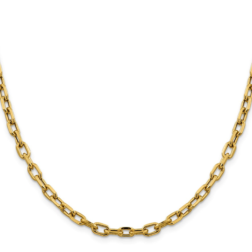 14K 4.9mm Semi-Solid Diamond-cut Open Link Cable with Lobster Clasp Chain