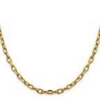 14K 4.9mm Semi-Solid Diamond-cut Open Link Cable with Lobster Clasp Chain