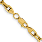 14K 4.9mm Semi-Solid Diamond-cut Open Link Cable with Lobster Clasp Chain
