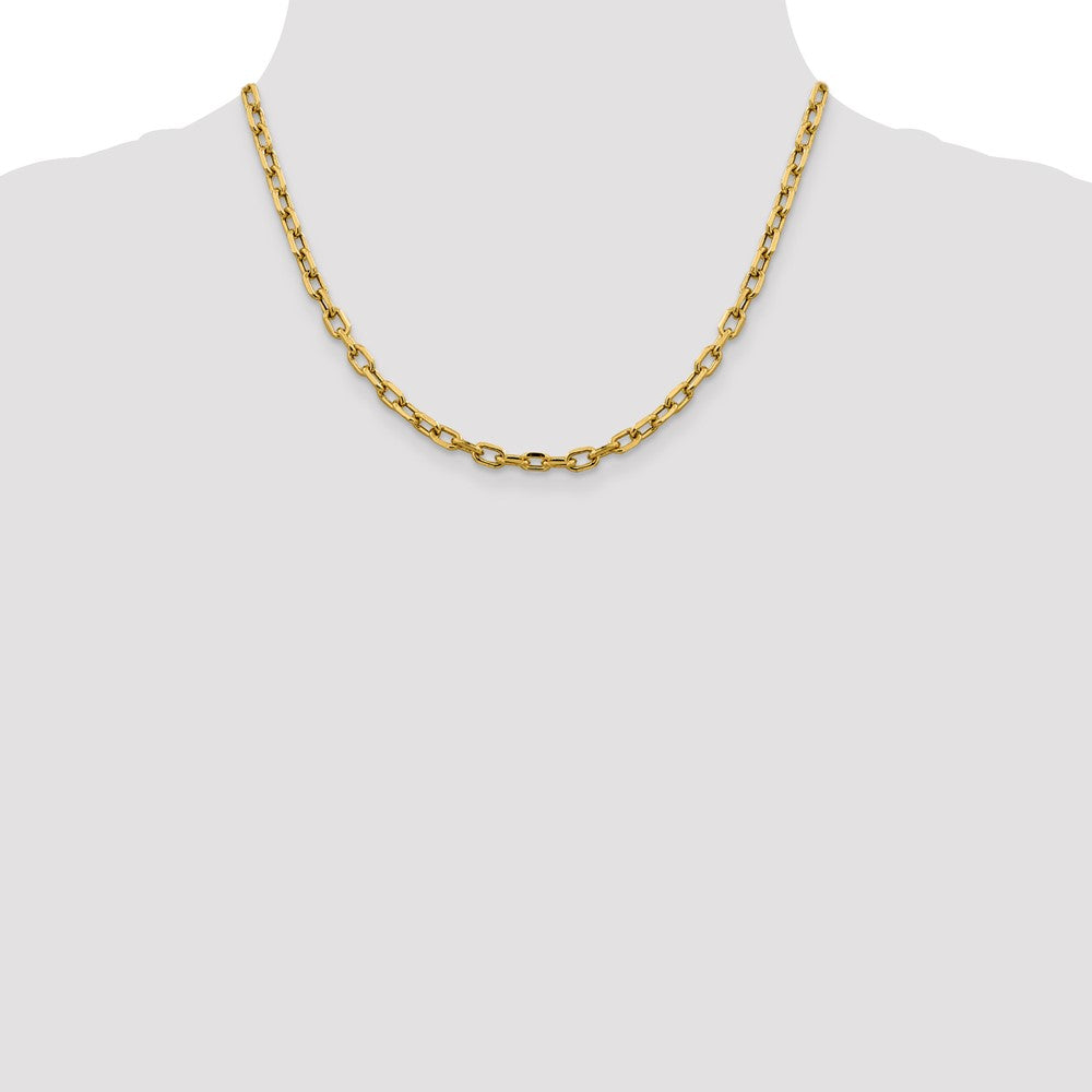 14K 4.9mm Semi-Solid Diamond-cut Open Link Cable with Lobster Clasp Chain