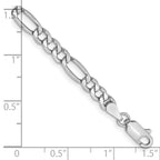 14K White Gold 4.4mm Semi-Solid Figaro with Lobster Clasp Bracelet