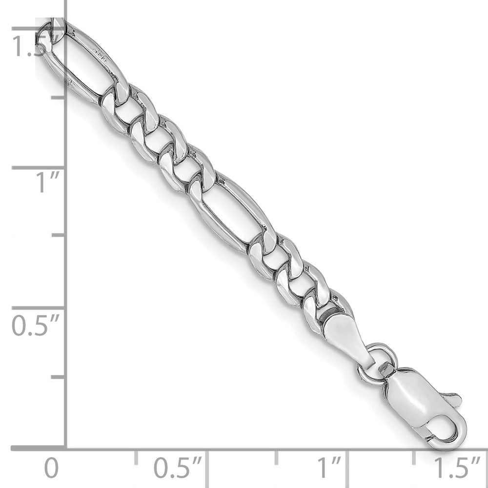 14K White Gold 4.4mm Semi-Solid Figaro with Lobster Clasp Bracelet
