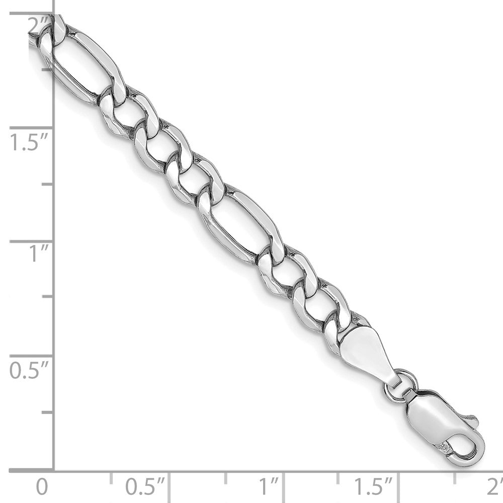 14K White Gold 5.75mm Semi-Solid Figaro with Lobster Clasp Bracelet