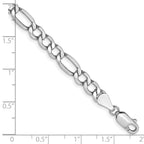 14K White Gold 5.75mm Semi-Solid Figaro with Lobster Clasp Bracelet