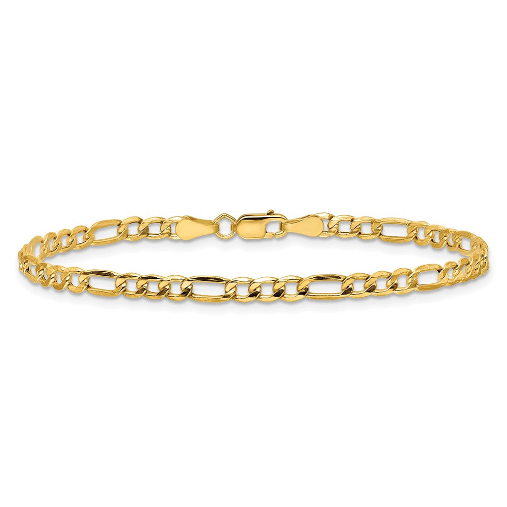 14K 3.5mm Semi-Solid Figaro with Lobster Clasp Bracelet