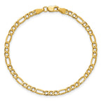 14K 3.5mm Semi-Solid Figaro with Lobster Clasp Bracelet