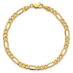 14K 4.2mm Semi-Solid Figaro with Lobster Clasp Bracelet