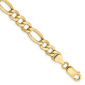 14K 7.3mm Semi-Solid Figaro with Lobster Clasp Bracelet
