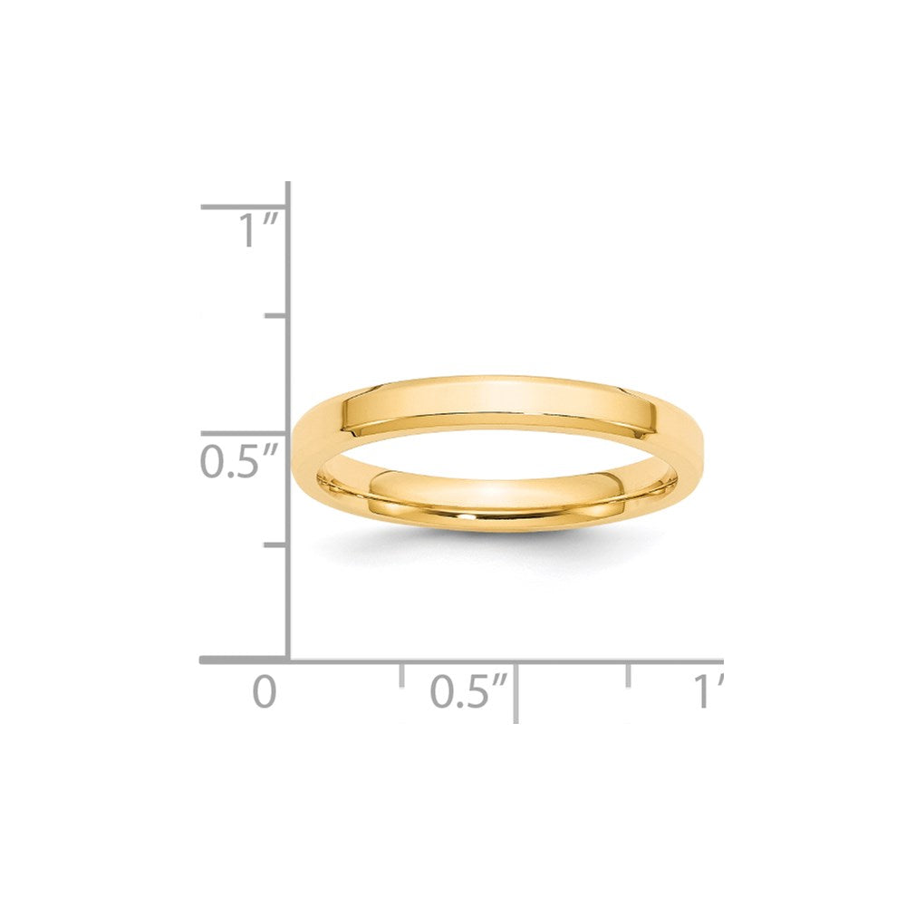 14k Yellow Gold 3mm Beveled Edge Comfort Fit Wedding Band
